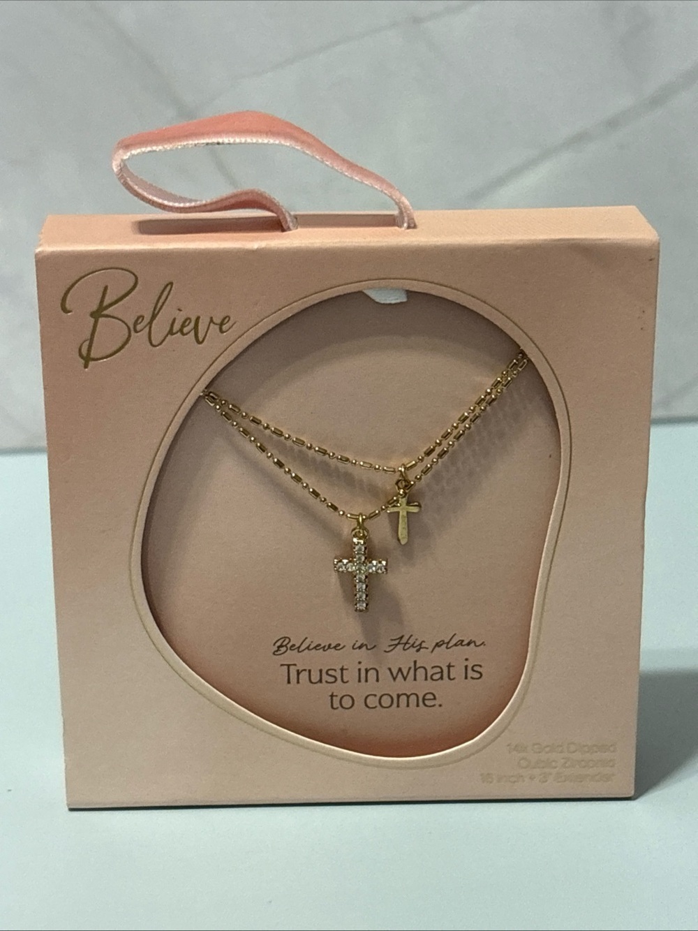 Believe Gold-Tone Double Cross Necklace
